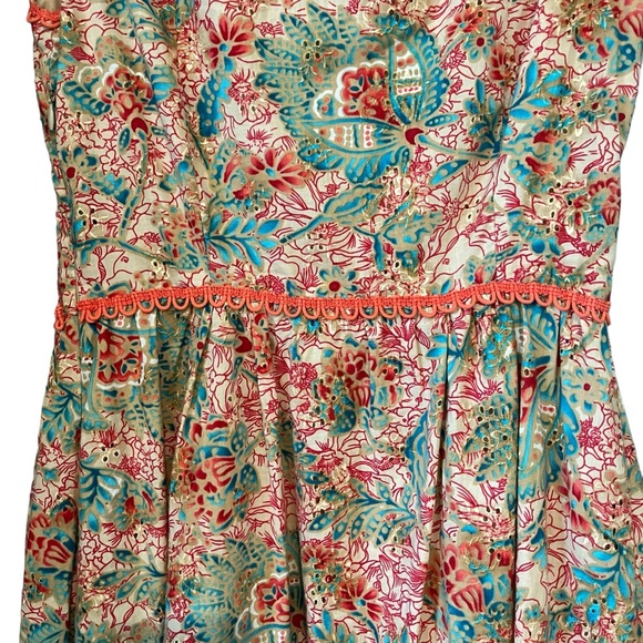 CYNTHIA STEFFE Sleeveless Beaded Cotton Dress,  Silk Lined, Sz 4 - Picture 9 of 16